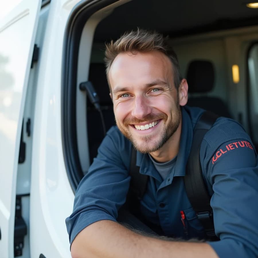 Technician in service van